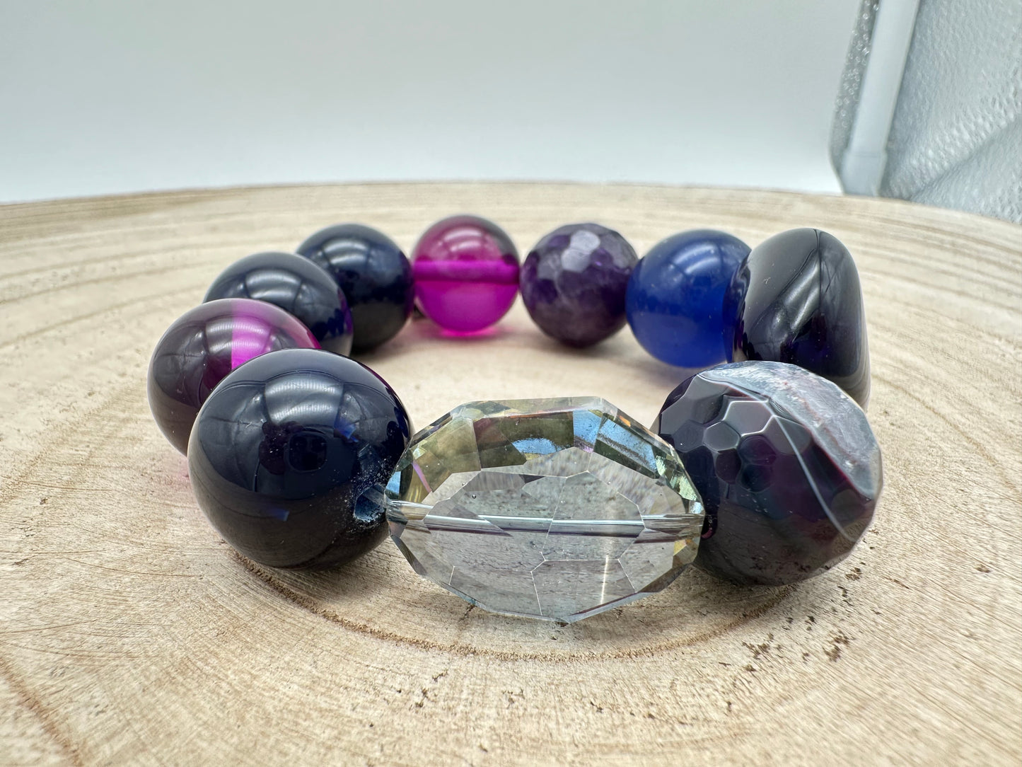 BRACELET ÉLASTIQUE PERLES FANTAISIE / ÉLÉMENTS SCINTILLANTS - Francine BRAMLI