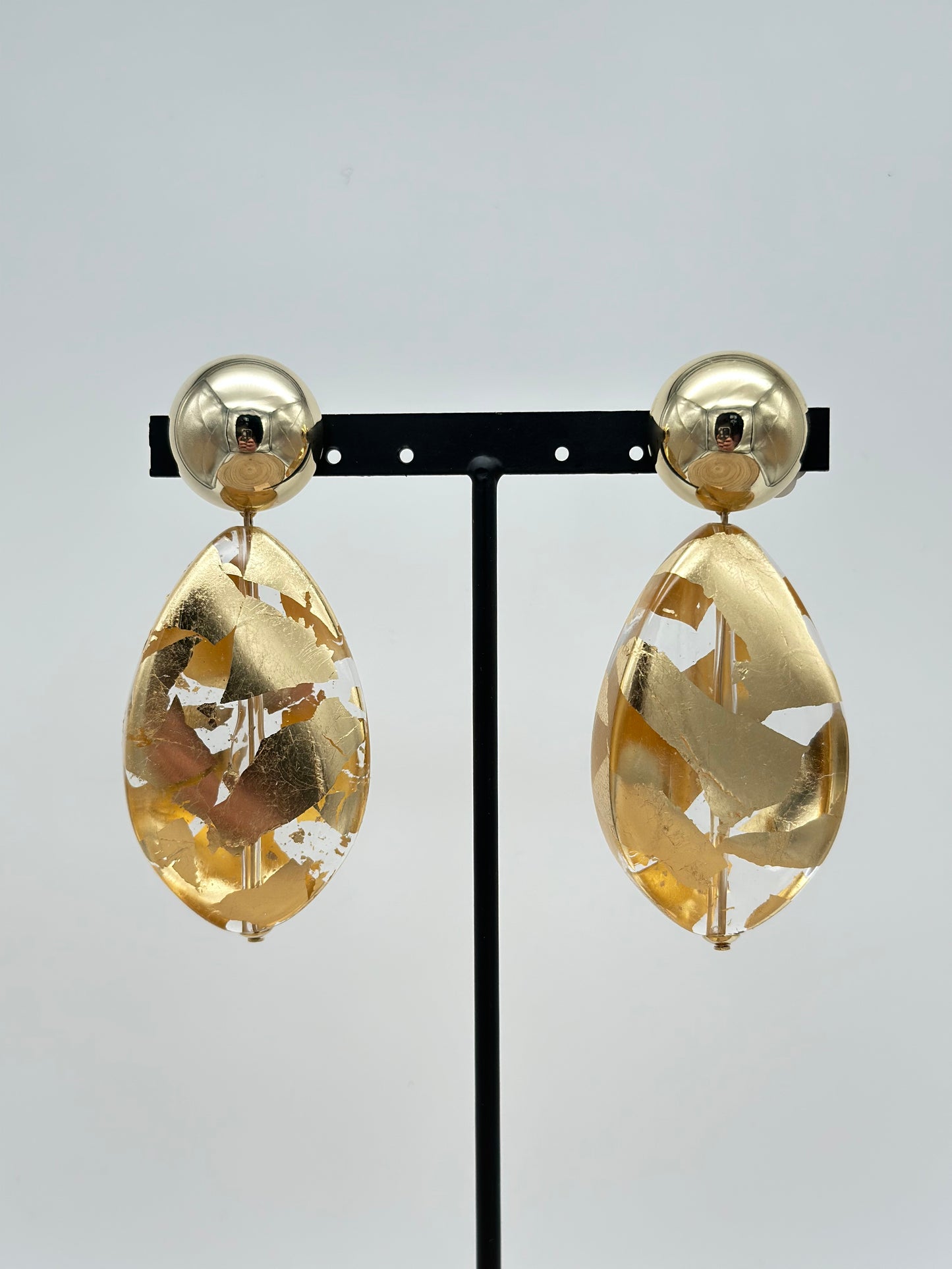 Boucles d’oreilles goutte feuille d’or - Francine BRAMLI