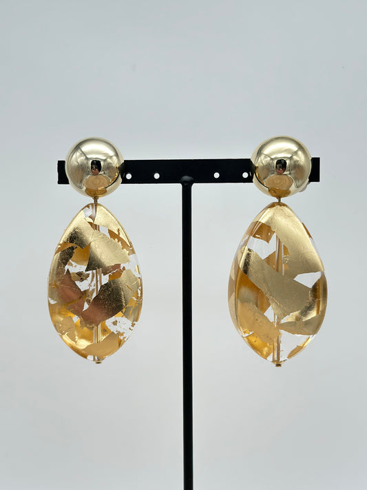 Boucles d’oreilles goutte feuille d’or - Francine BRAMLI