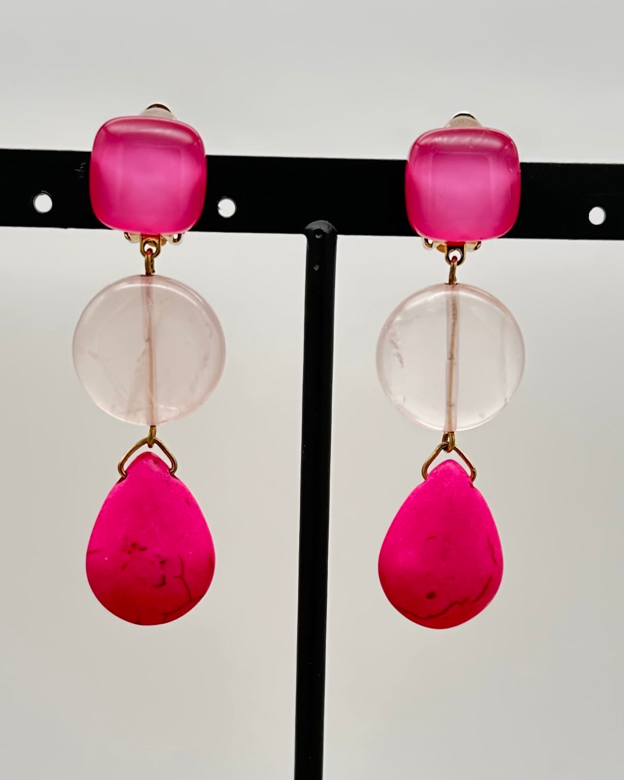 BOUCLES D'OREILLES ROSE - Francine BRAMLI