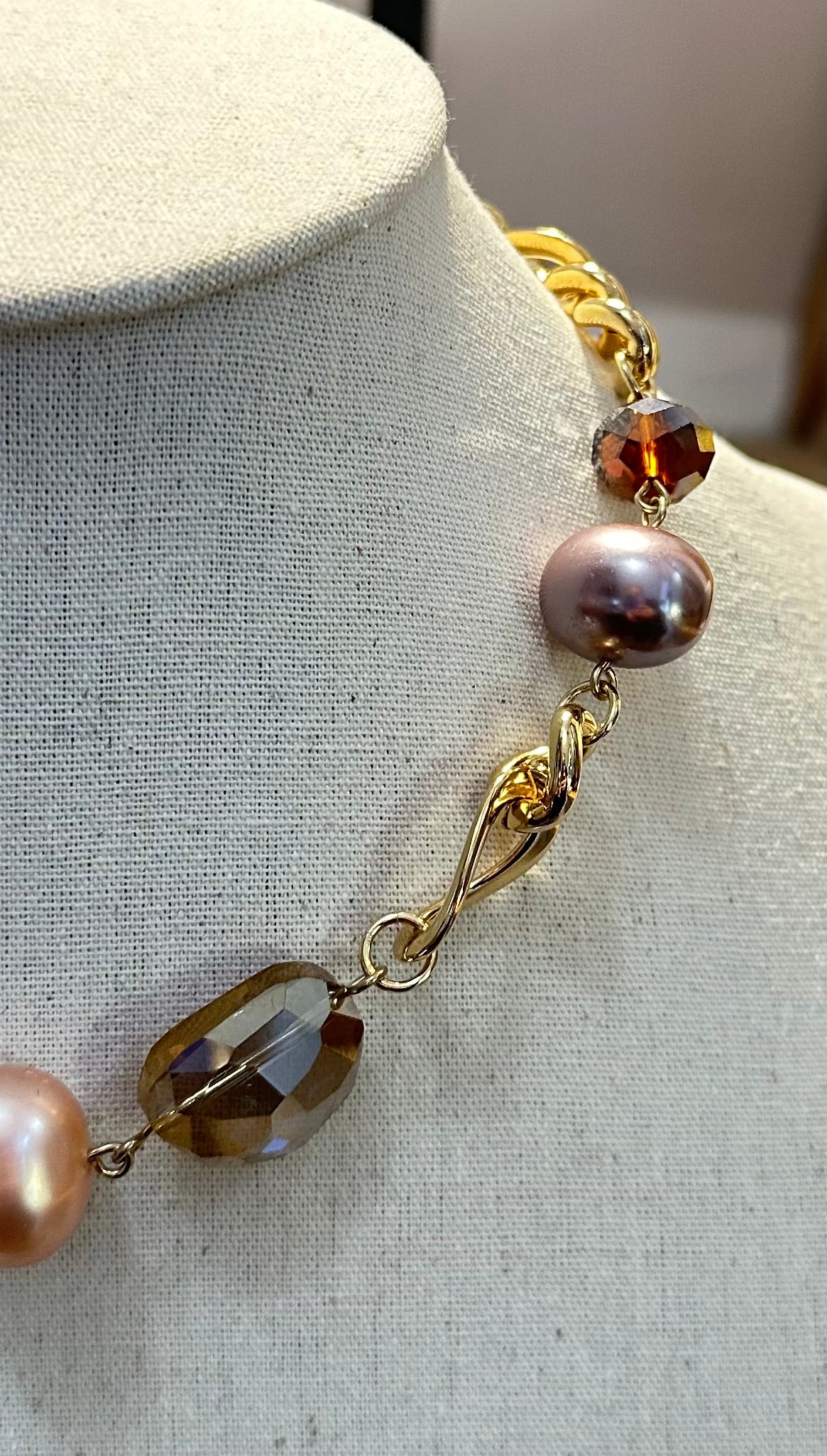 COLLIER CRISTAL / PERLES - Francine BRAMLI