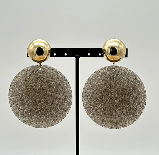 BOUCLES D'OREILLES PLAQUES PAILLETTES DORÉES TRANSLUCIDES- Francine BRAMLI