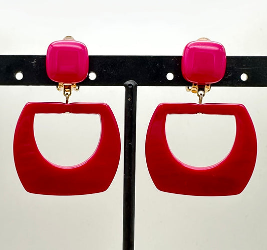 BOUCLES D'OREILLES ROSE - Francine BRAMLI