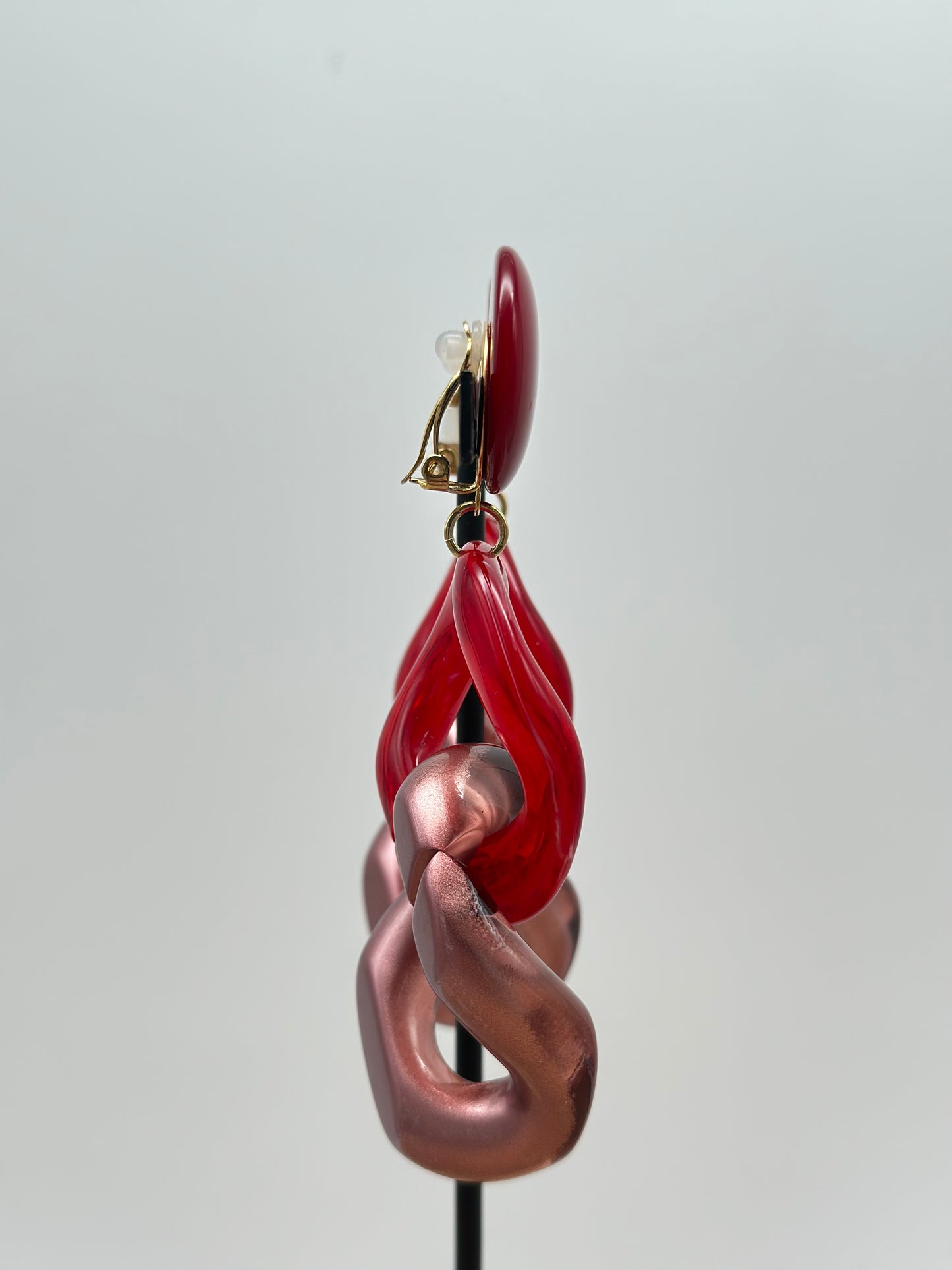Boucles d’oreilles maillon rouge et rose gold - Francine BRAMLI