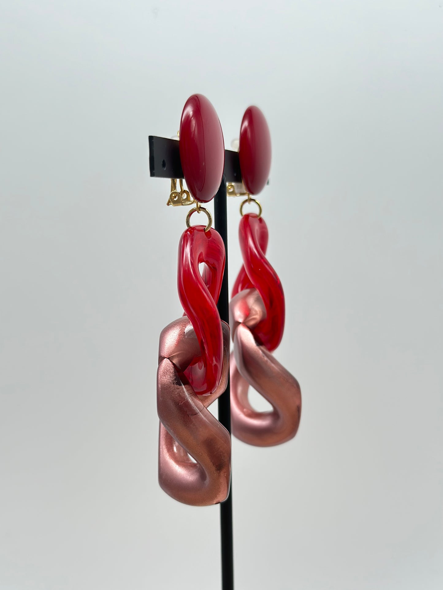Boucles d’oreilles maillon rouge et rose gold - Francine BRAMLI