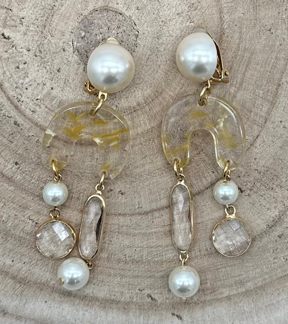 BOUCLES D'OREILLES ÉLÉMENTS SCINTILLANTS / PERLES - Francine BRAMLI