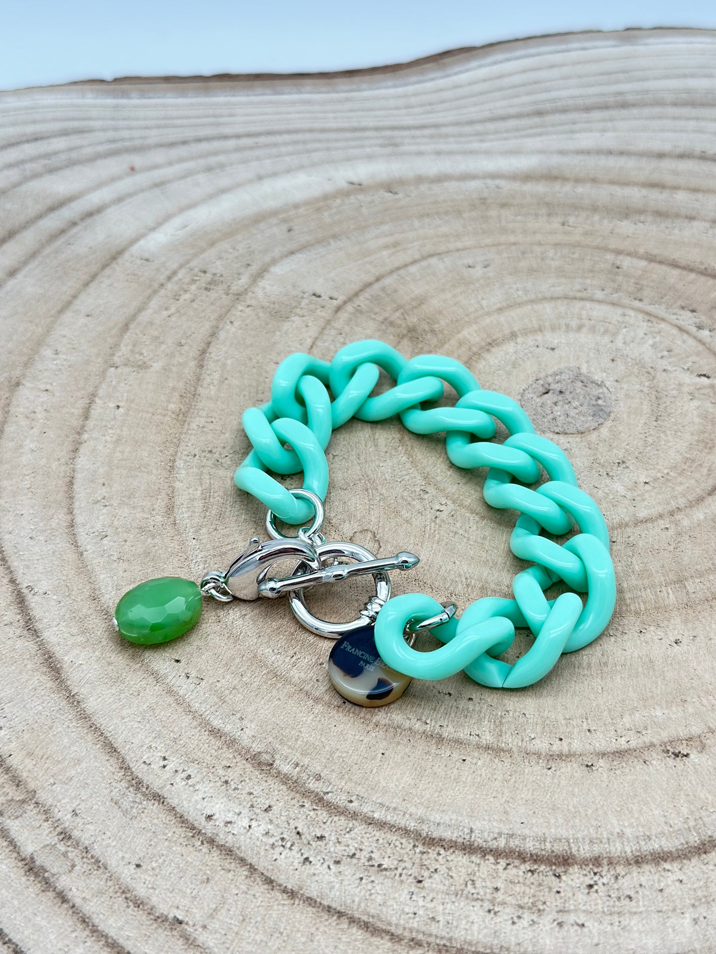Bracelet petits maillons vert d’eau - Francine BRAMLI