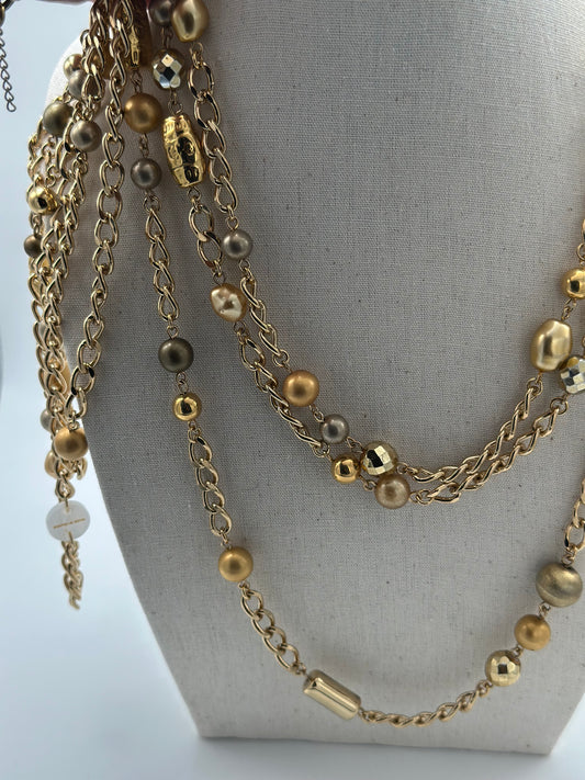 BOUCLES D'OREILLES COLLIER / SAUTOIR DORÉ - Francine BRAMLI