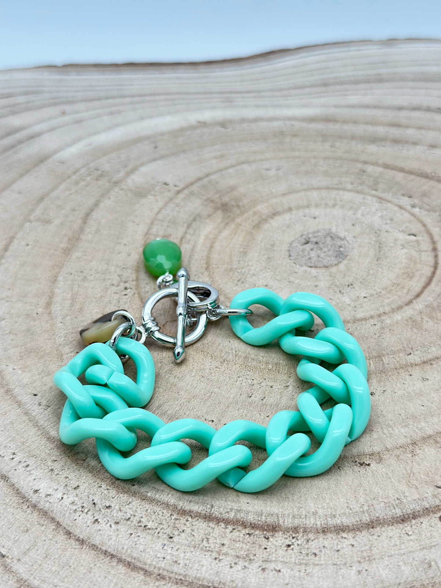 Bracelet petits maillons vert d’eau - Francine BRAMLI