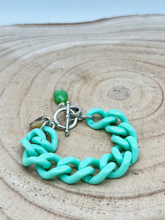 Bracelet petits maillons vert d’eau - Francine BRAMLI