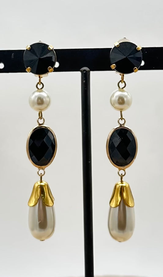 BOUCLES D'OREILLES ÉLÉMENTS SCINTILLANTS/ PERLES - Francine BRAMLI