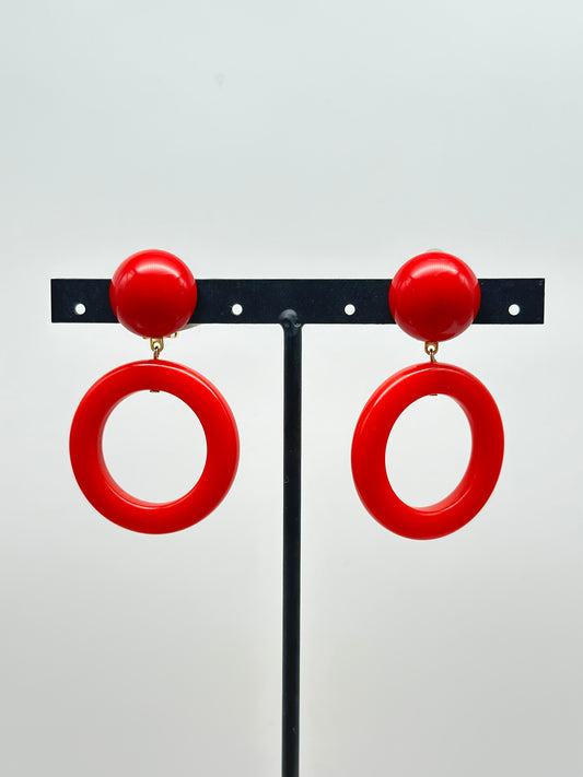 Boucles d’oreilles créole rouge - Francine BRAMLI