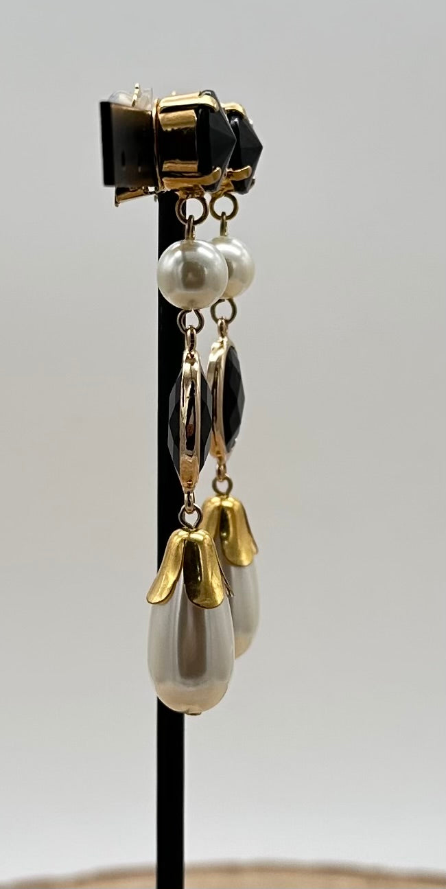 BOUCLES D'OREILLES ÉLÉMENTS SCINTILLANTS/ PERLES - Francine BRAMLI