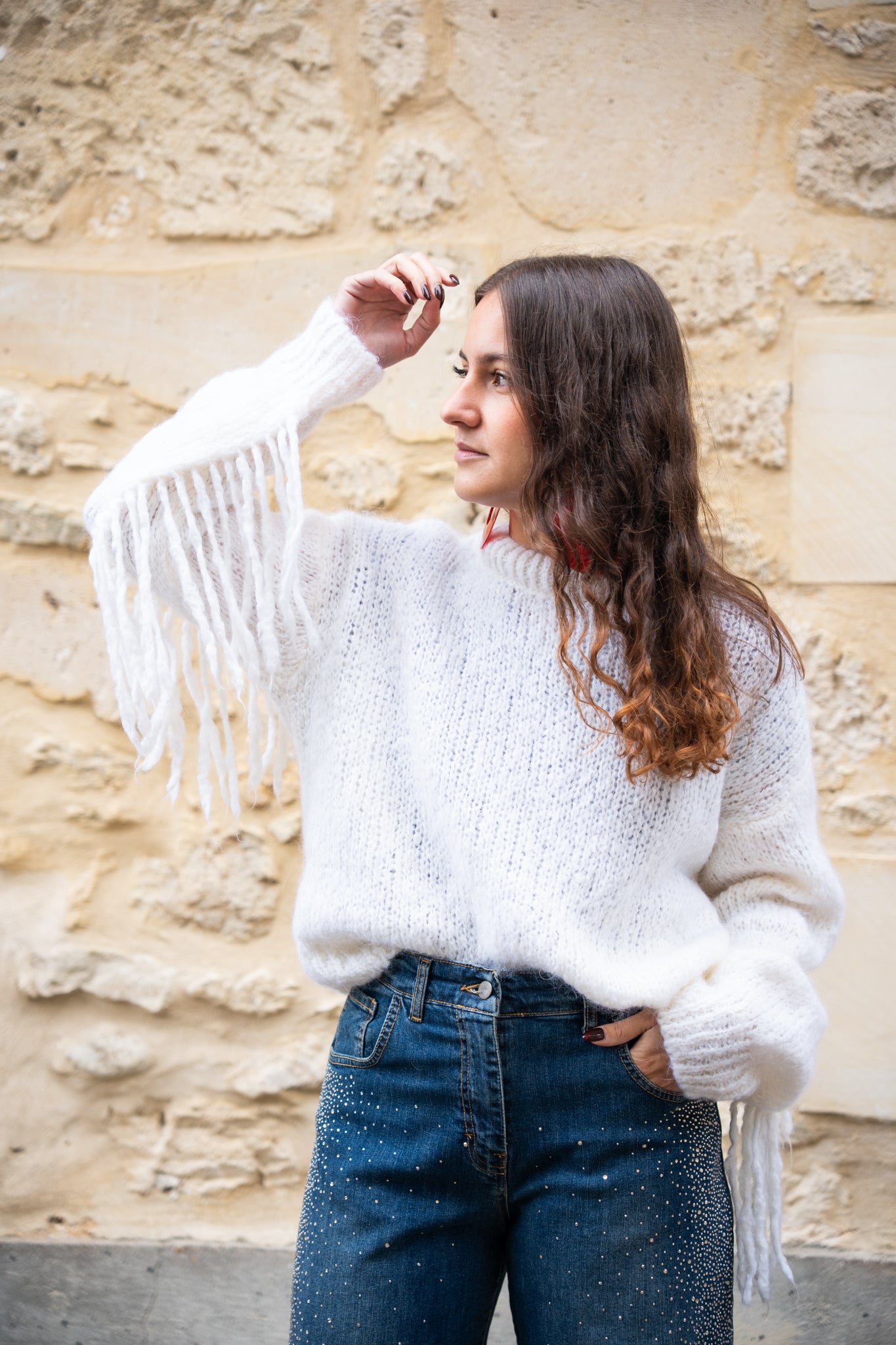 Pull Moutarde Frange