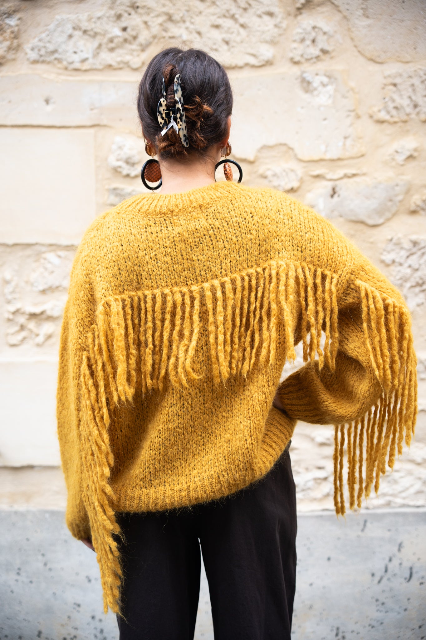 Pull Moutarde Frange