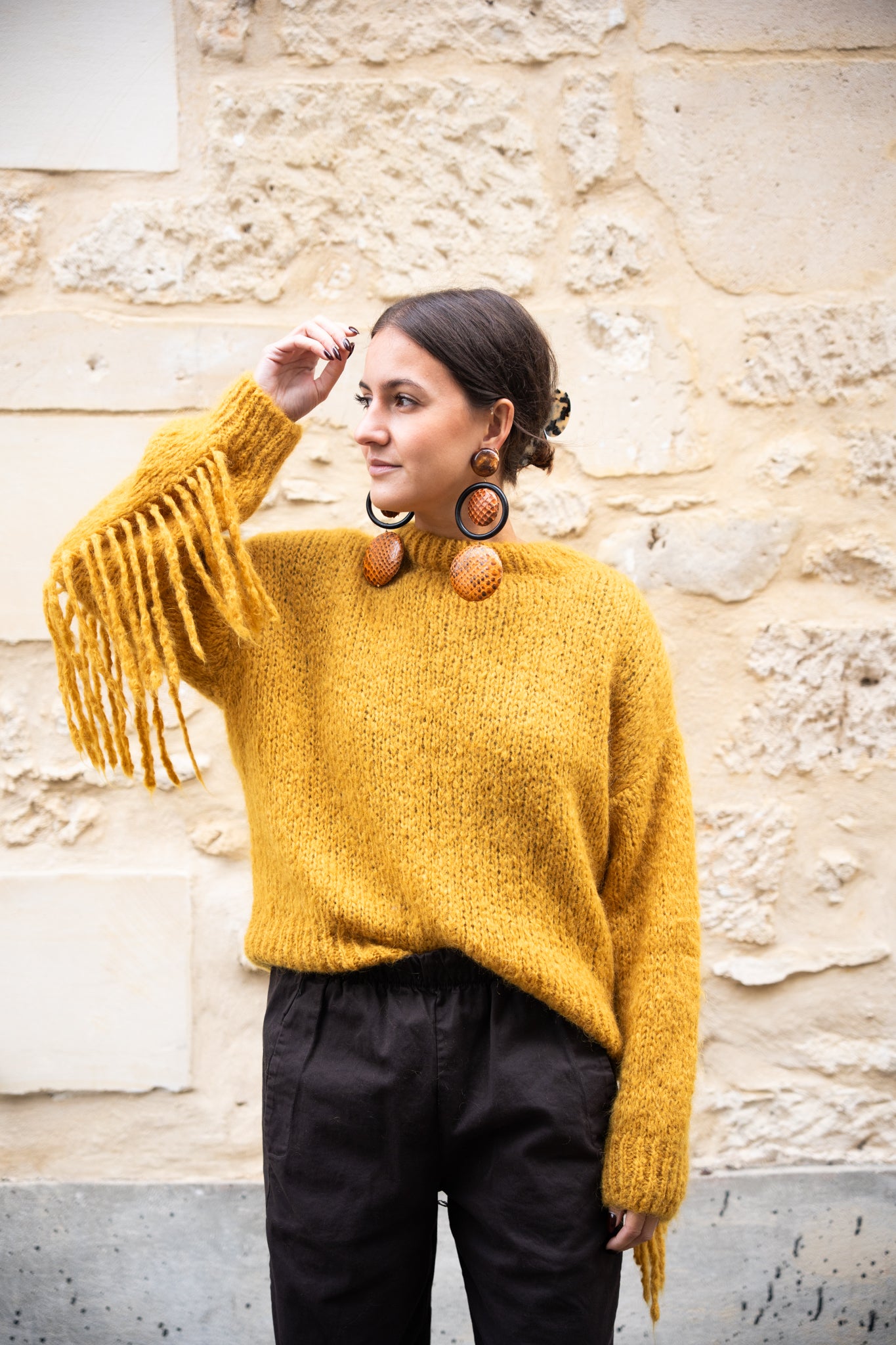 Pull Moutarde Frange