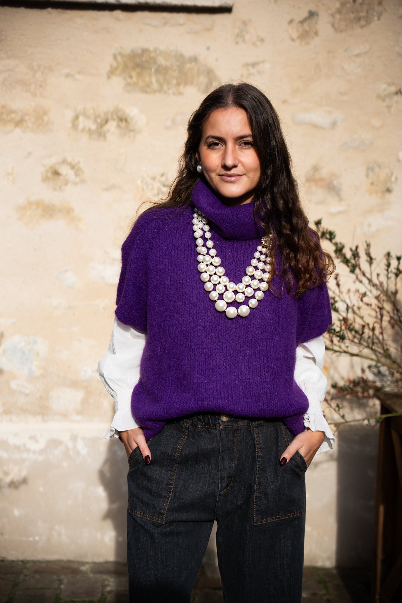 Jean foncé couture Camel