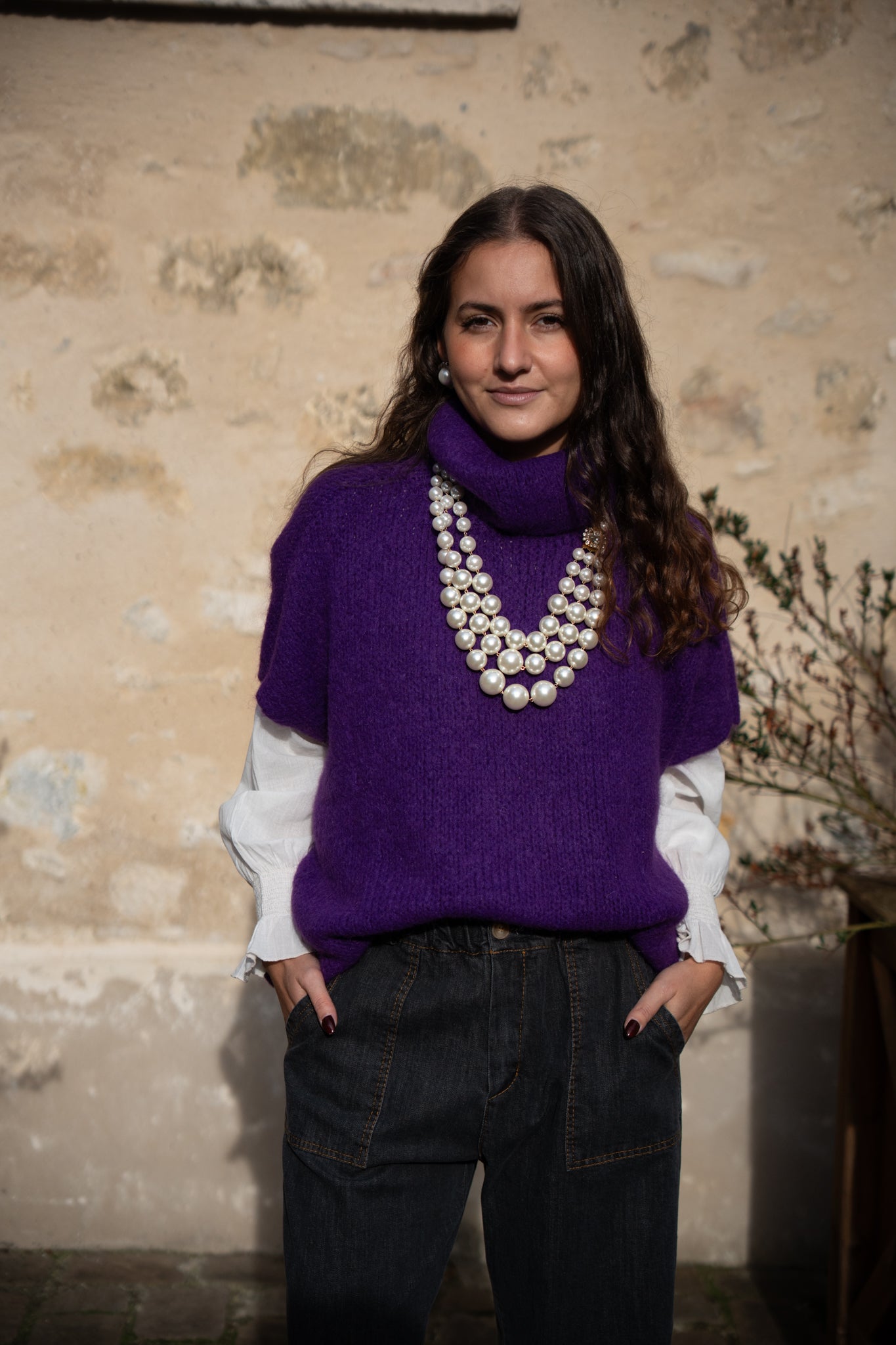 Jean foncé couture Camel