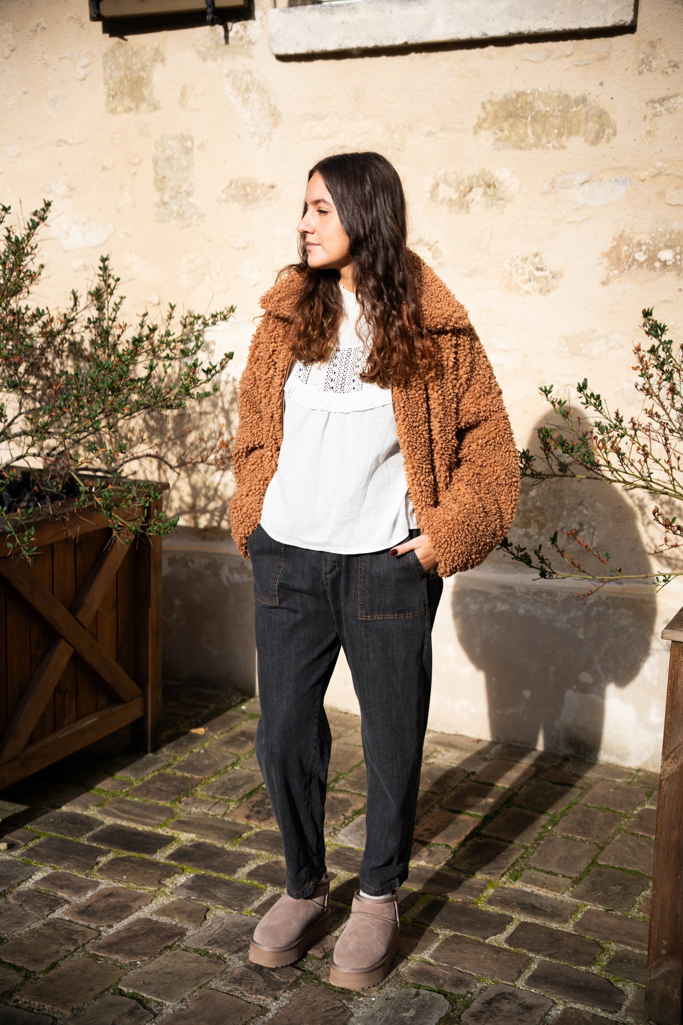 Jean foncé couture Camel