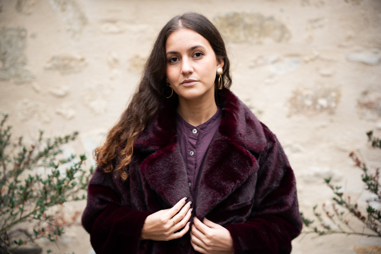 Veste manteau fausse fourrure