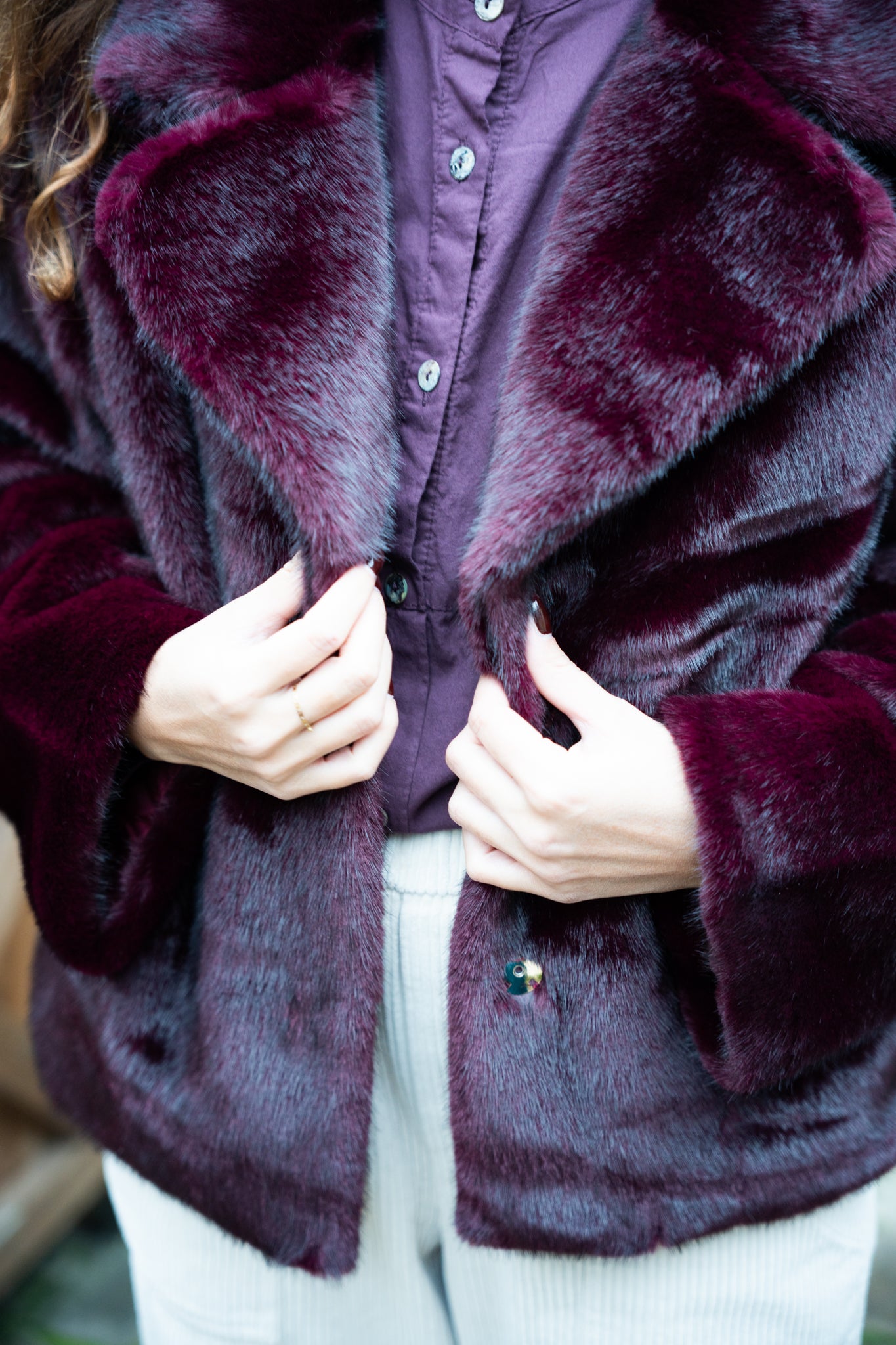 Veste manteau fausse fourrure