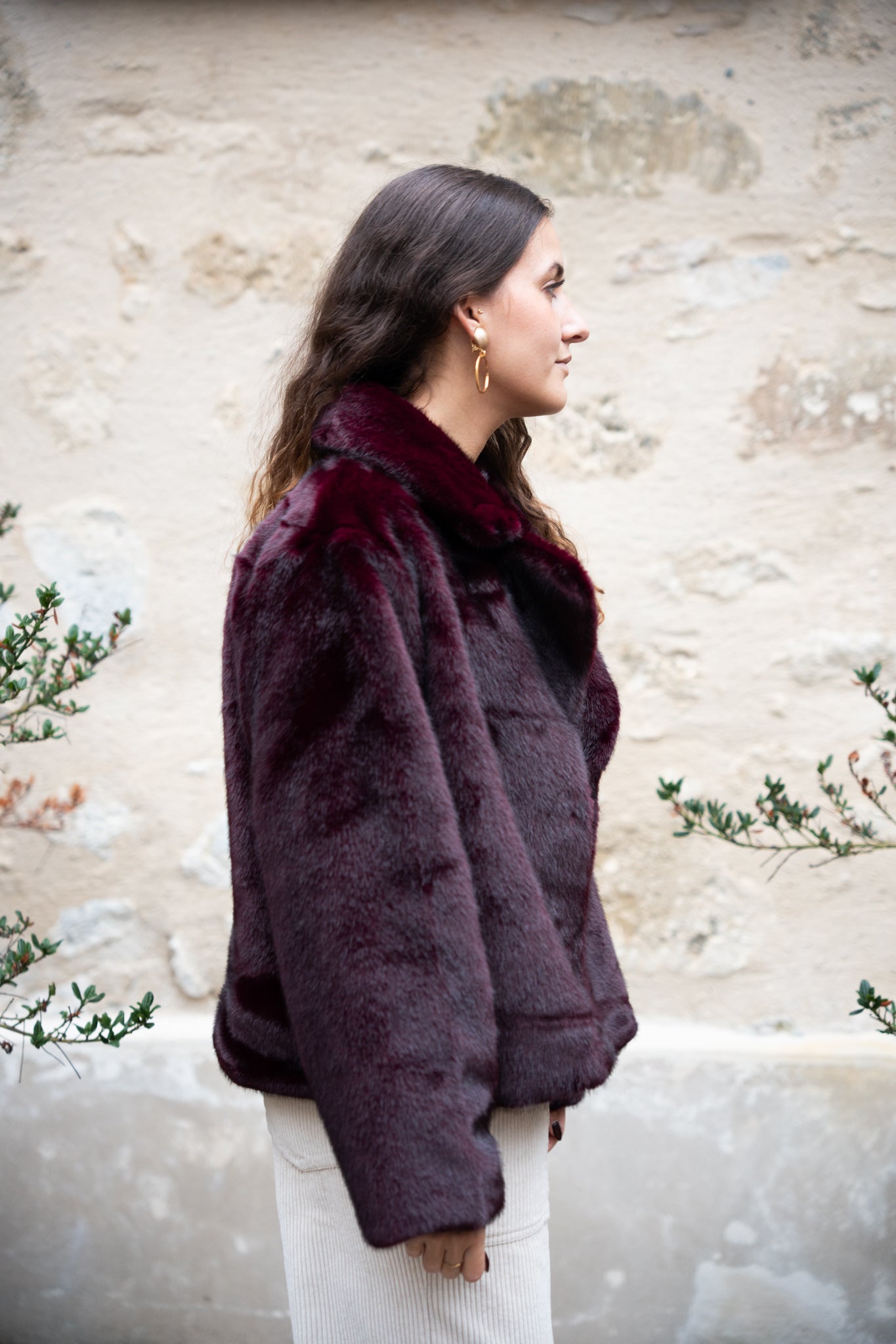 Veste manteau fausse fourrure