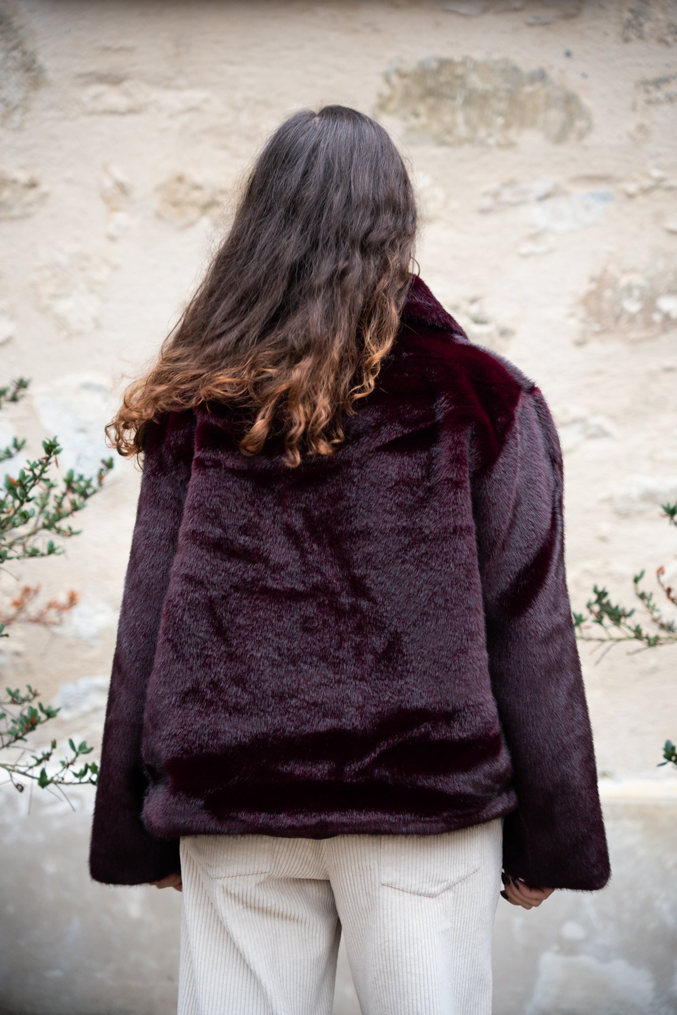 Veste manteau fausse fourrure