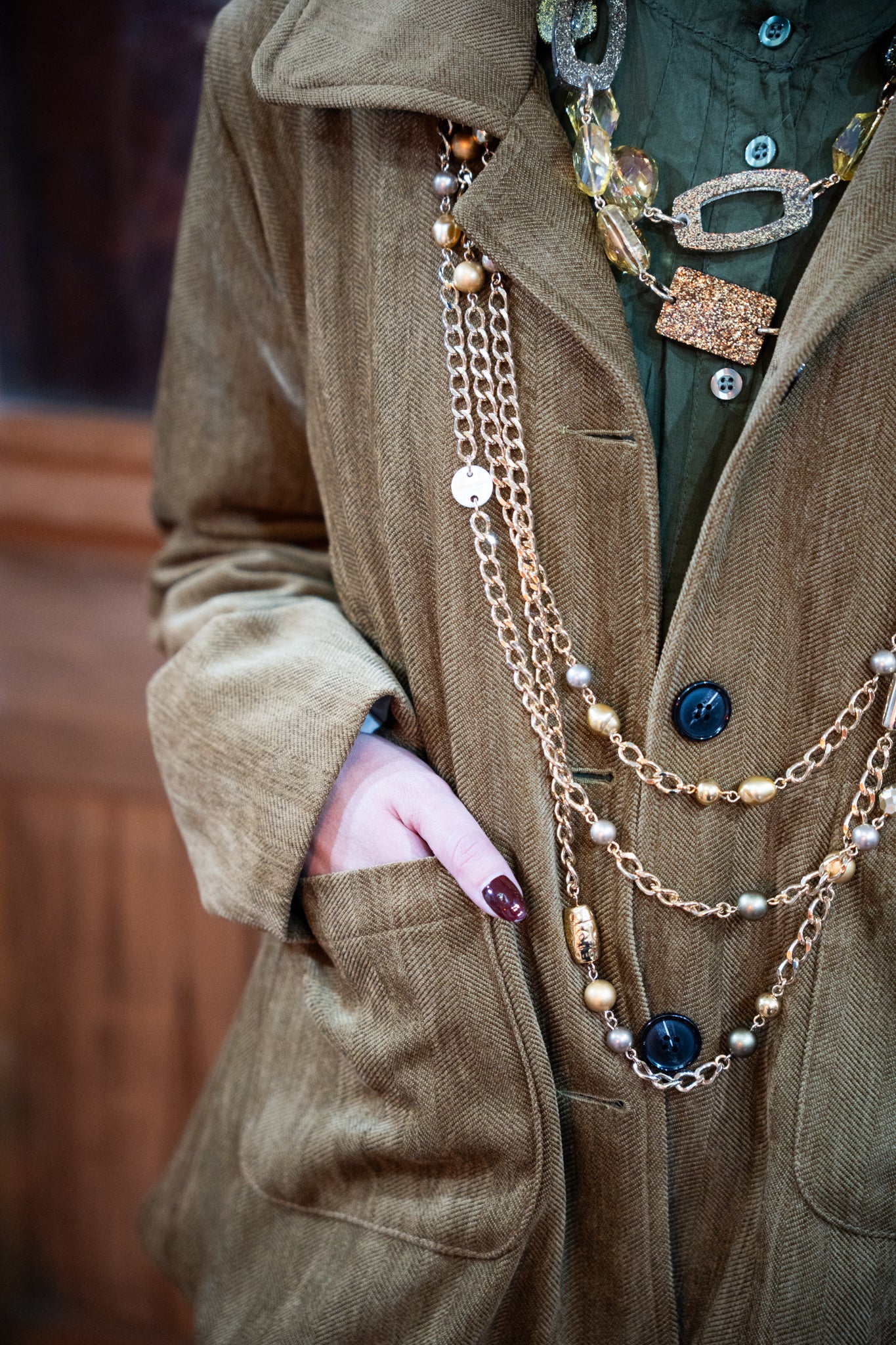 Veste sur chemise olive