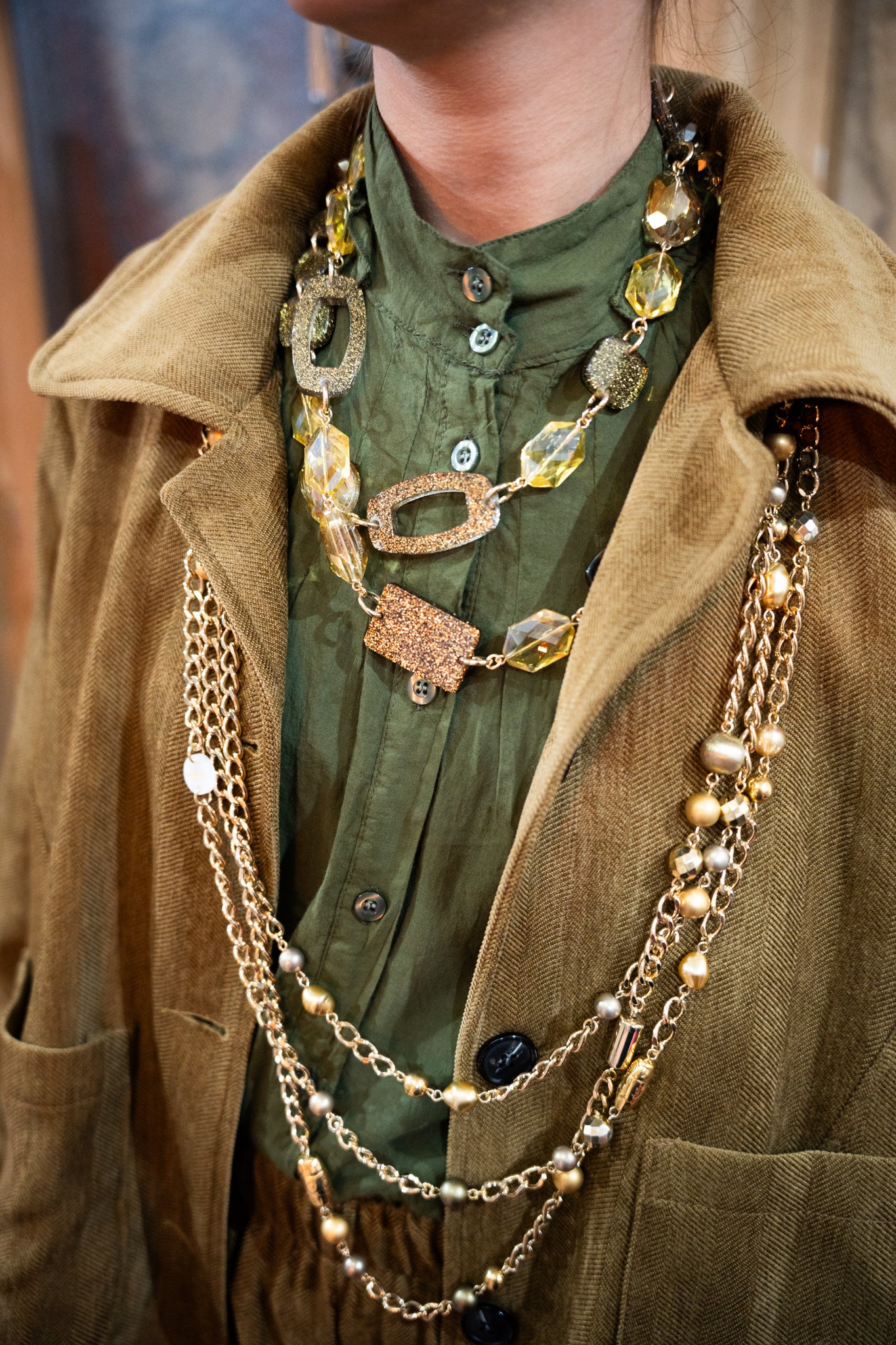 Veste sur chemise olive