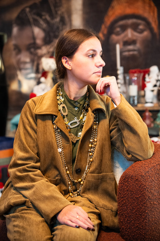 Veste sur chemise olive