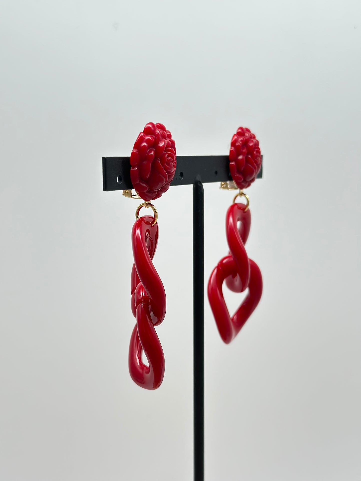 Boucles d’oreilles maillons rouges- Francine BRAMLI