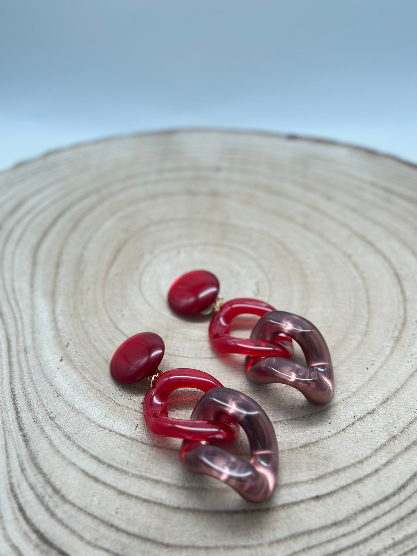 Boucles d’oreilles maillon rouge et rose gold - Francine BRAMLI
