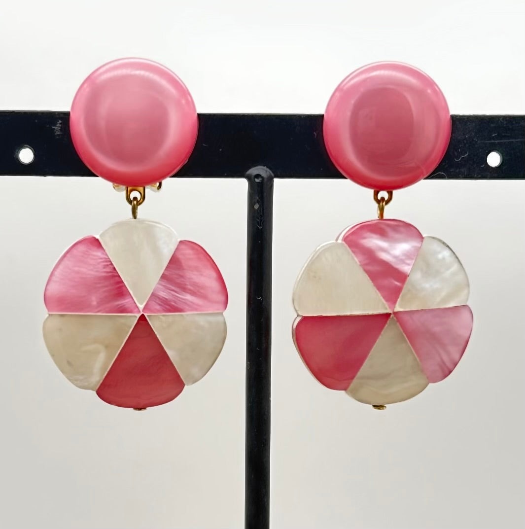 BOUCLES D'OREILLES ROSE - Francine BRAMLI