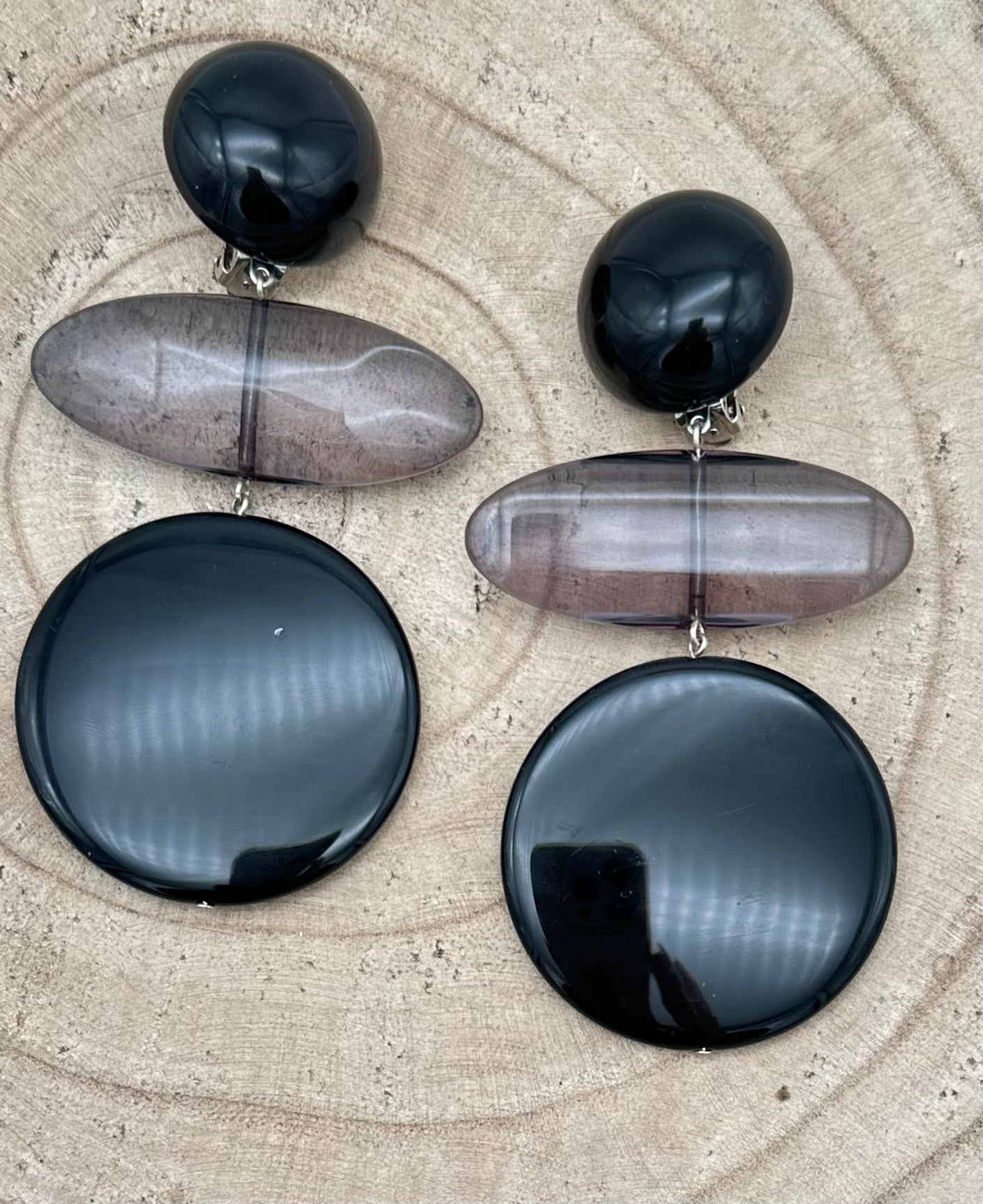 BOUCLES D'OREILLES NOIRE - Francine BRAMLI