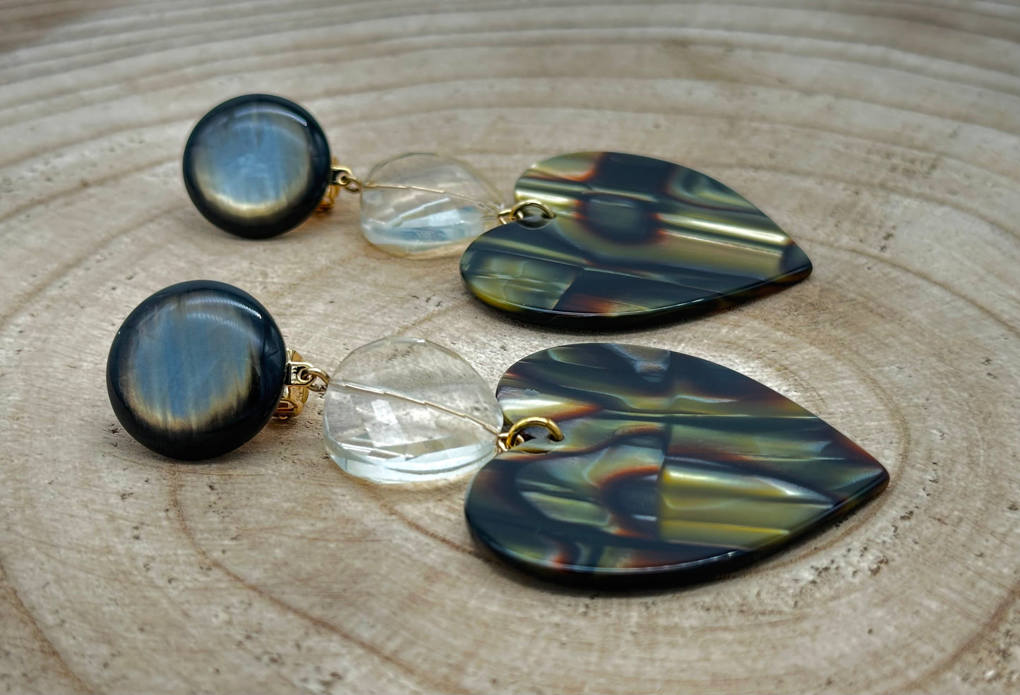 BOUCLES D'OREILLES COEURS ONYX - Francine BRAMLI