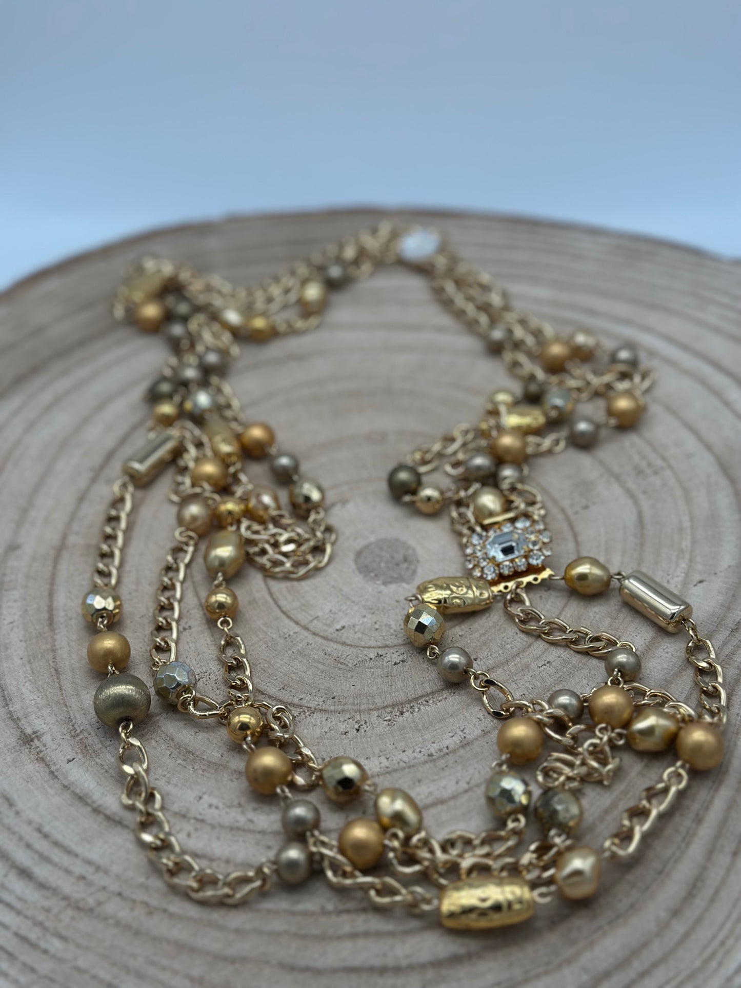 BOUCLES D'OREILLES COLLIER / SAUTOIR DORÉ - Francine BRAMLI