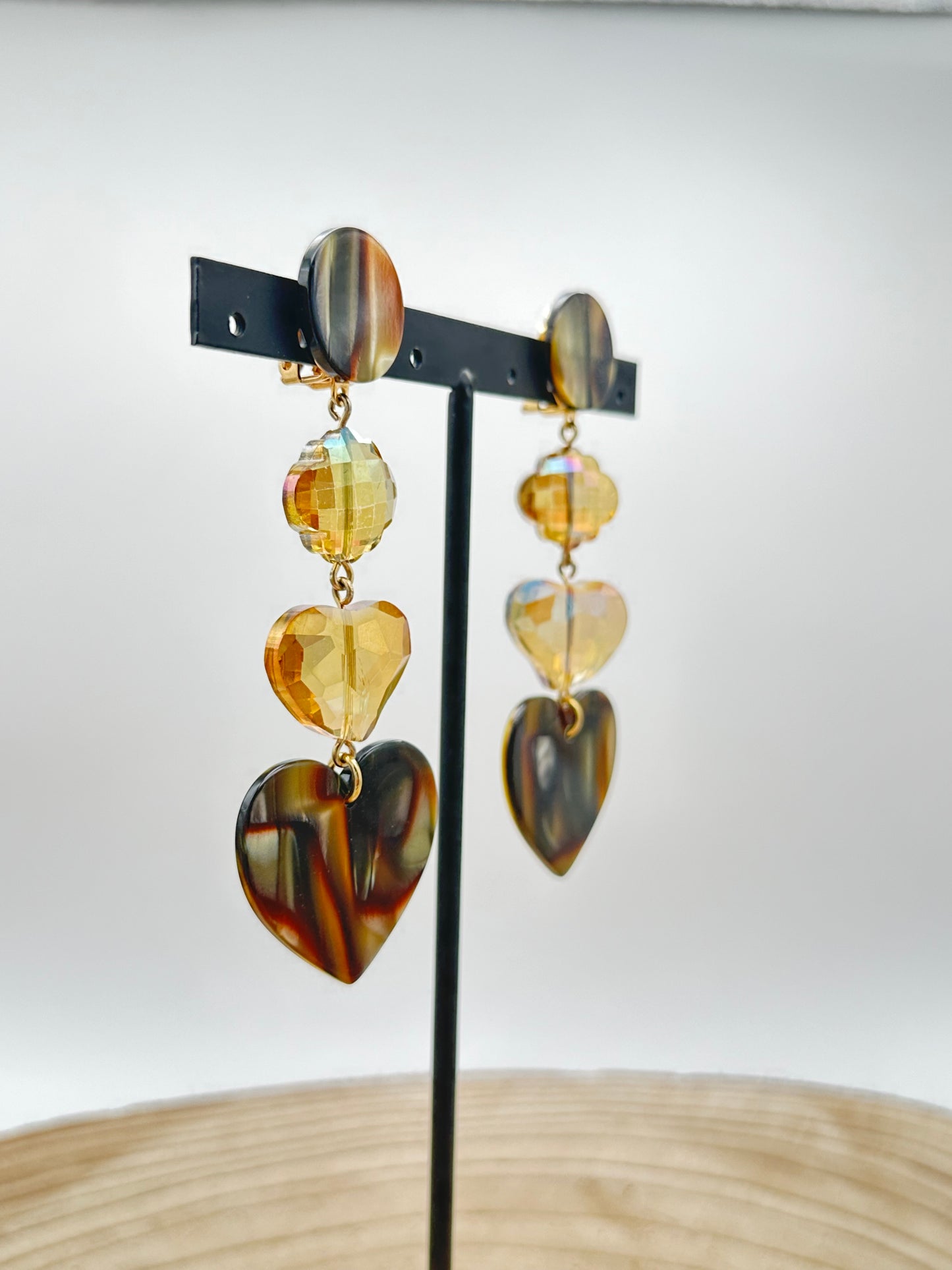 BOUCLES D'OREILLES COEURS ONYX - Francine BRAMLI