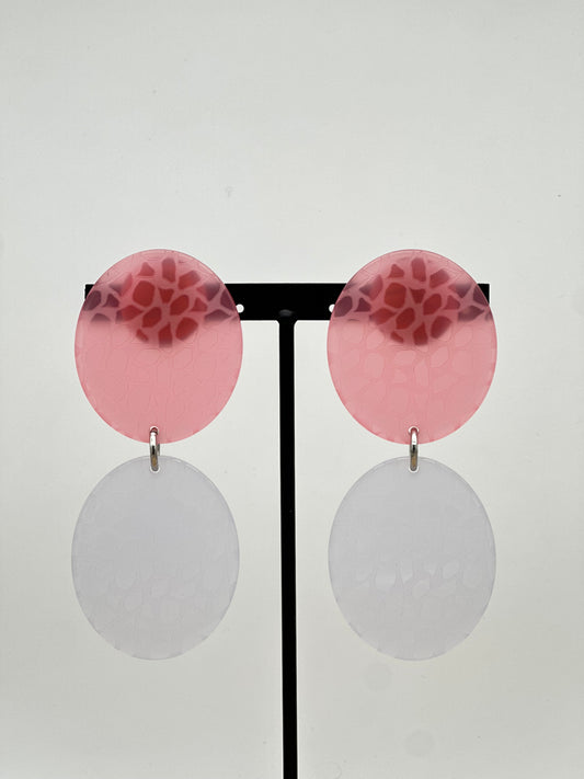 Boucles d’oreilles GIRAFE roses et blanches - Francine BRAMLI