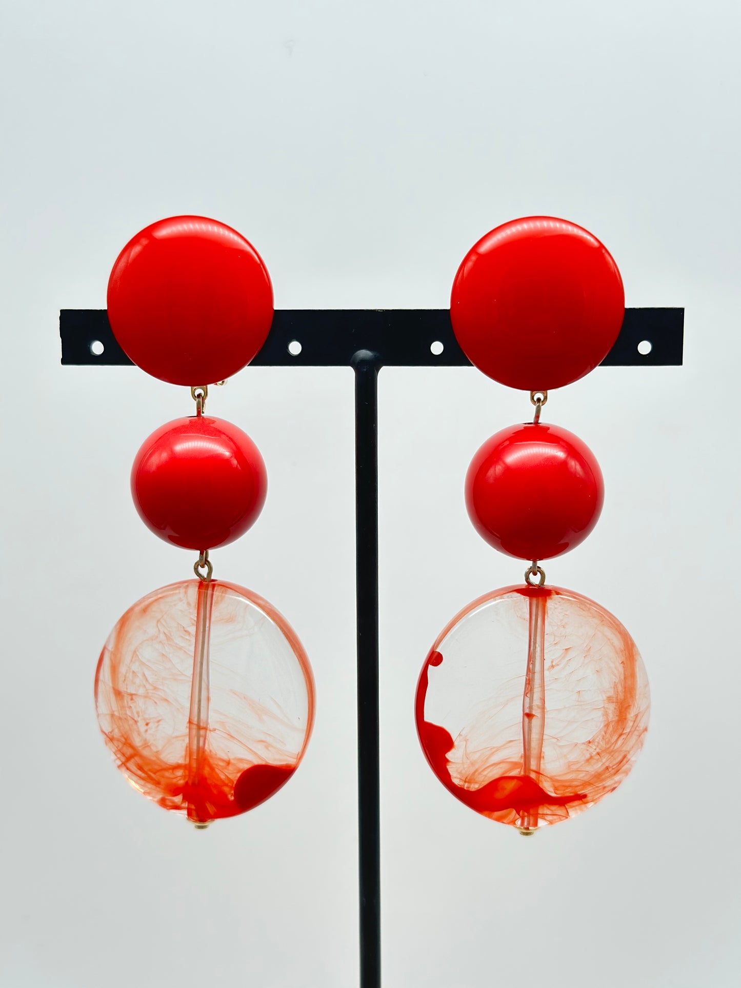 Boucles d’oreilles Evian rouge et perle rouge - Francine BRAMLI