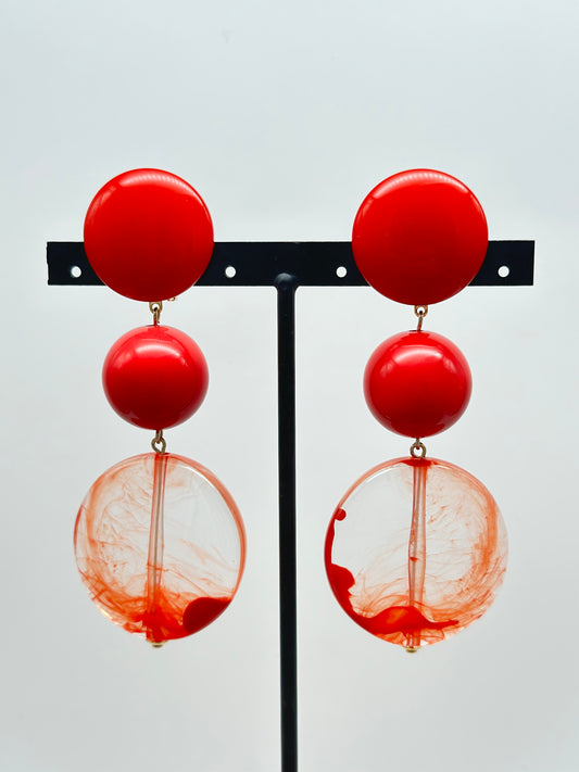 Boucles d’oreilles Evian rouge et perle rouge - Francine BRAMLI