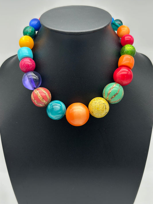 Collier multicolore perles fantaisies - Francine BRAMLI