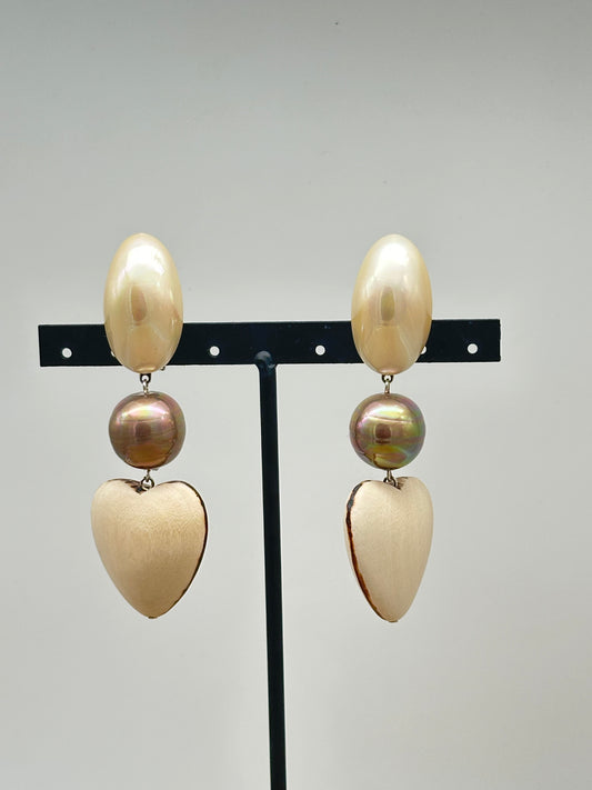 BOUCLES D'OREILLES PERLES CŒUR BOUCLES D'OREILLESIS - Francine BRAMLI