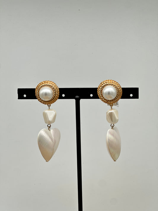 BOUCLES D'OREILLES PERLES CŒUR - Francine BRAMLI