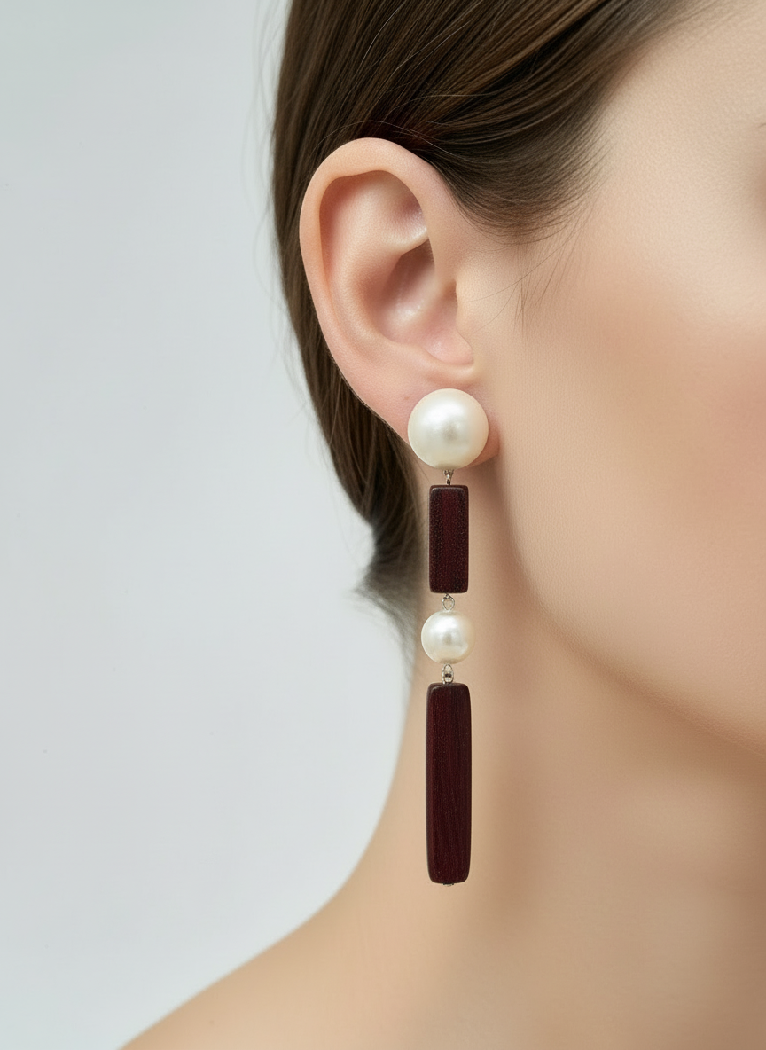 BOUCLES D’OREILLES BOIS - Francine BRAMLI