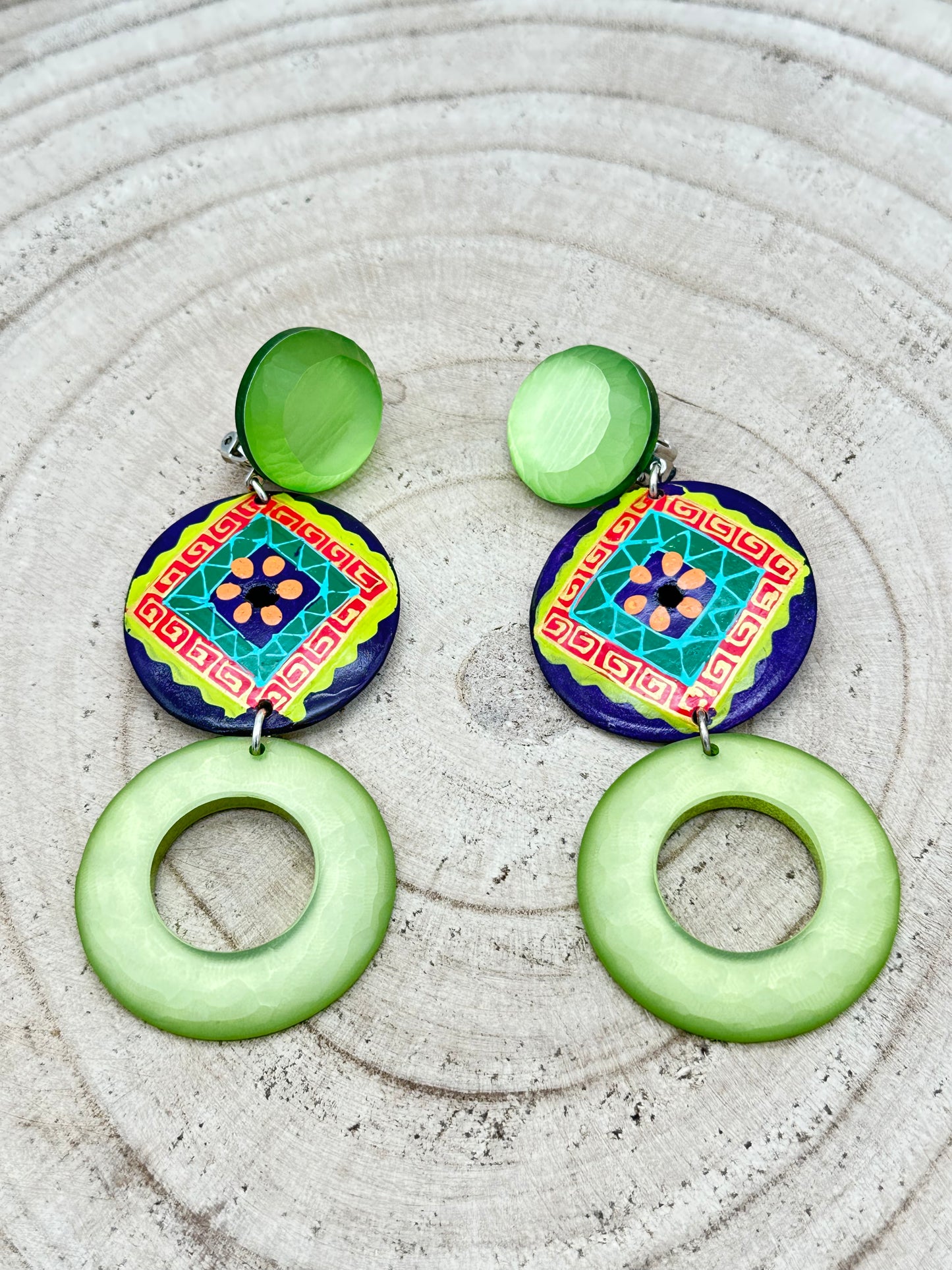 BOUCLES D’OREILLES BOIS PEINT/CRÉOLES - Francine BRAMLI