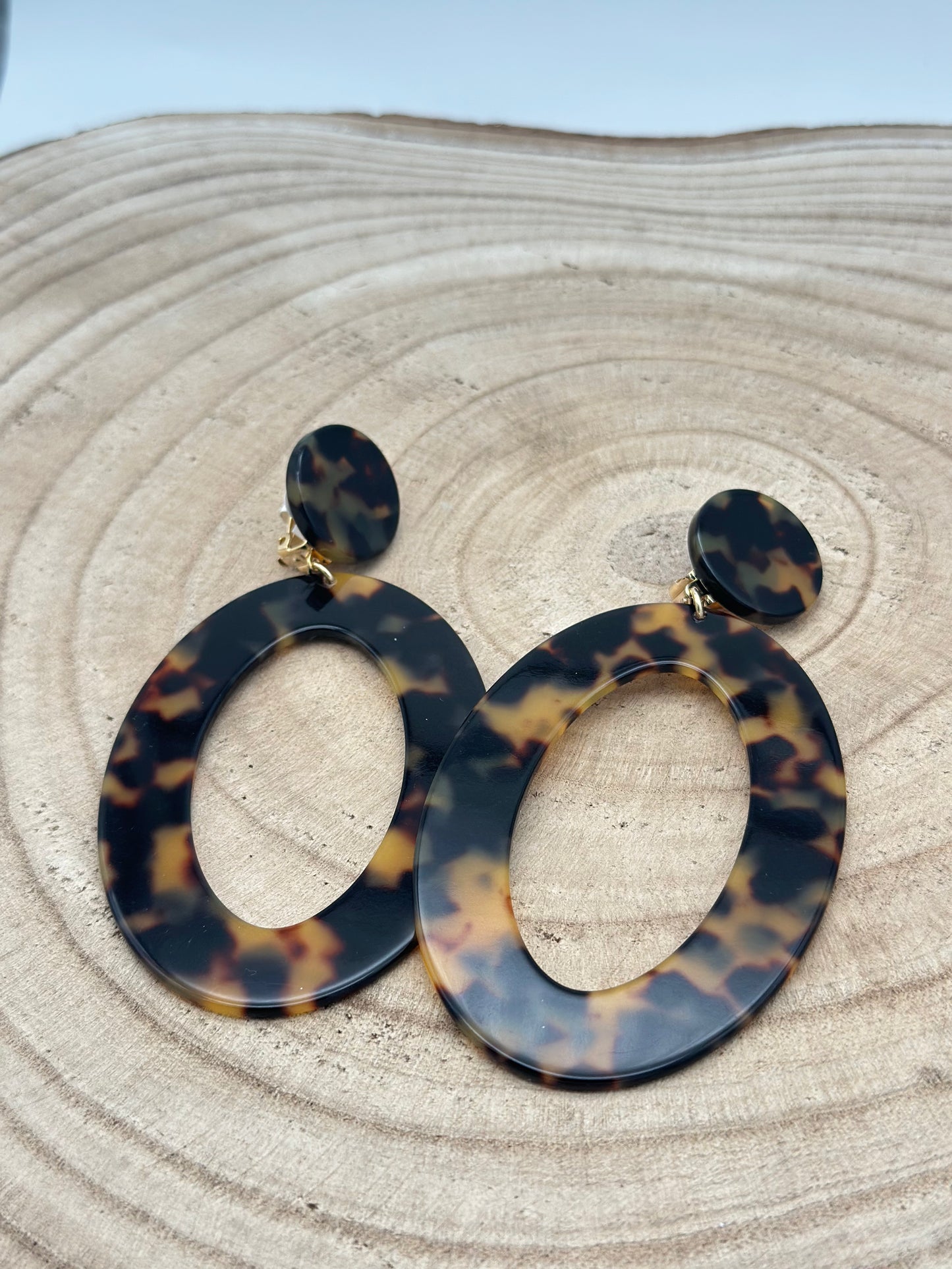 Boucles d’oreilles écaille Tokyo - créole ovale - Francine BRAMLI