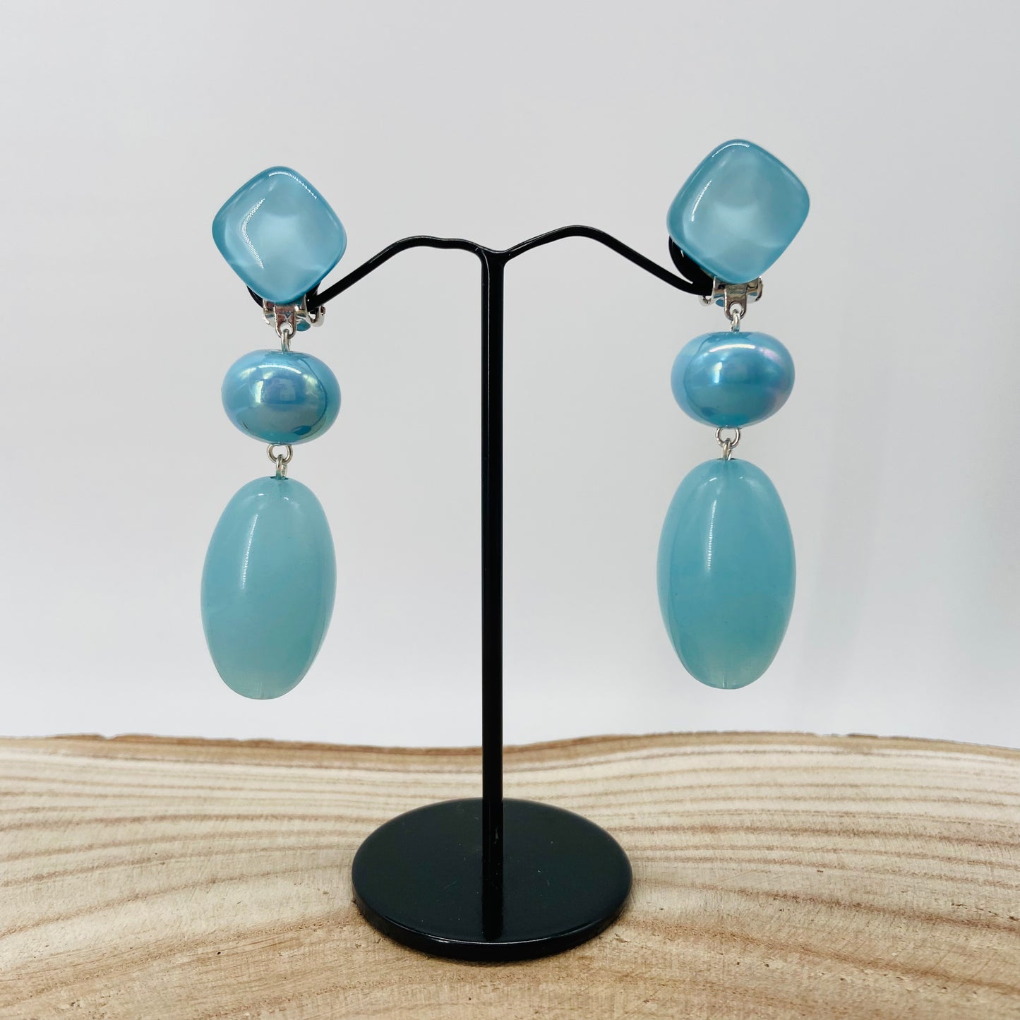 BOUCLES D'OREILLES bleues ciel - Francine BRAMLI