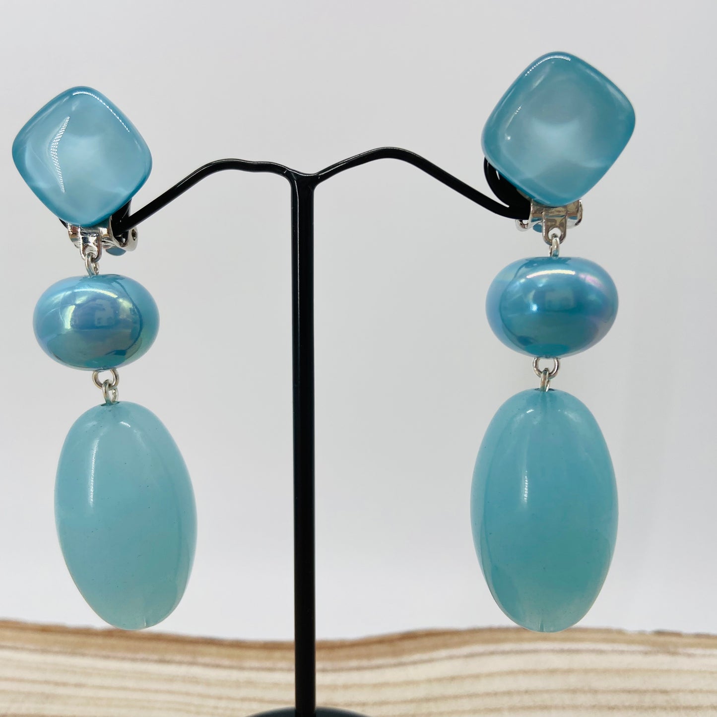 BOUCLES D'OREILLES bleues ciel - Francine BRAMLI