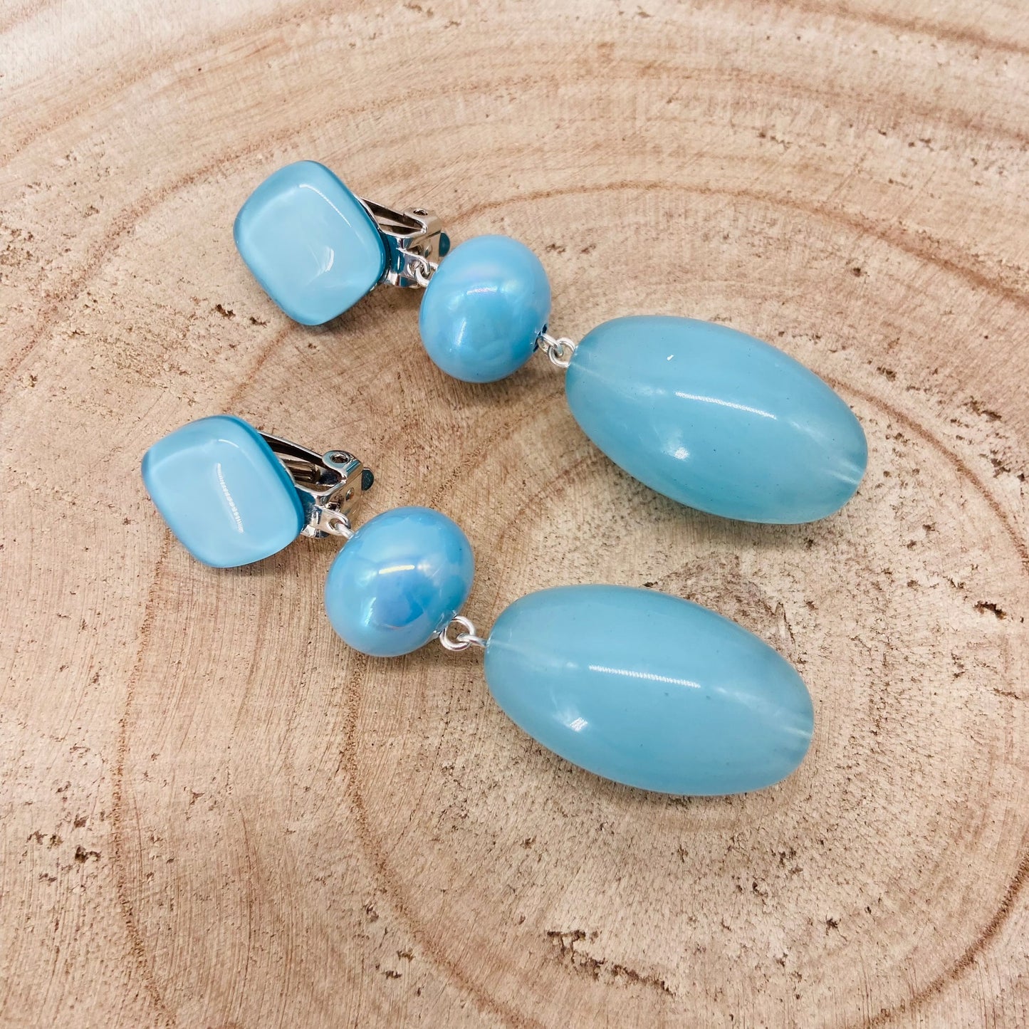 BOUCLES D'OREILLES bleues ciel - Francine BRAMLI