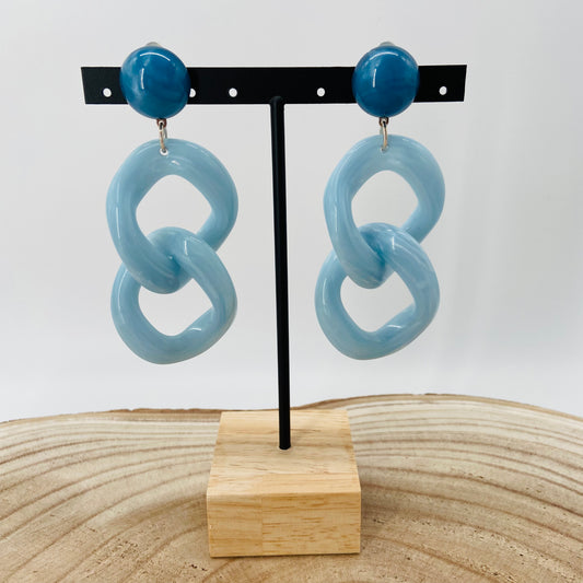 BOUCLES D'OREILLES maillons bleus ciel - Francine BRAMLI